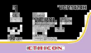 VICRYL PLUS непофарбований 90см M4 USP1 одна голка CP-1, тип зворотньо-ріжуча Reverse Cutting, 36мм, 1/2 кола